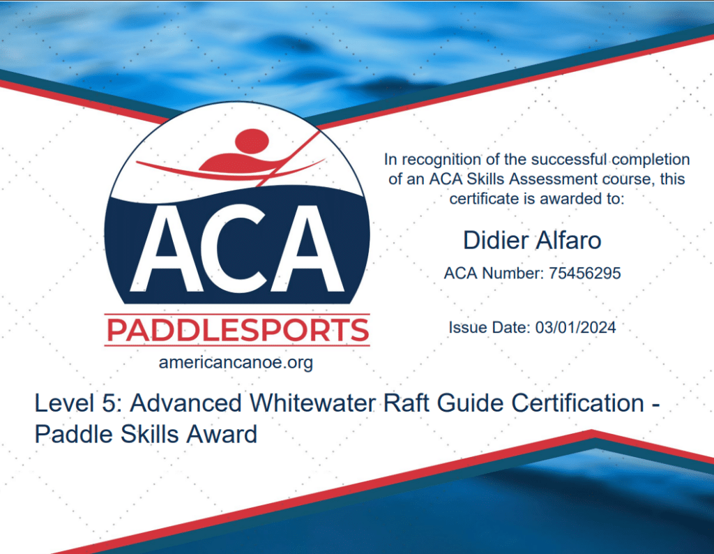 white water rafting certifications