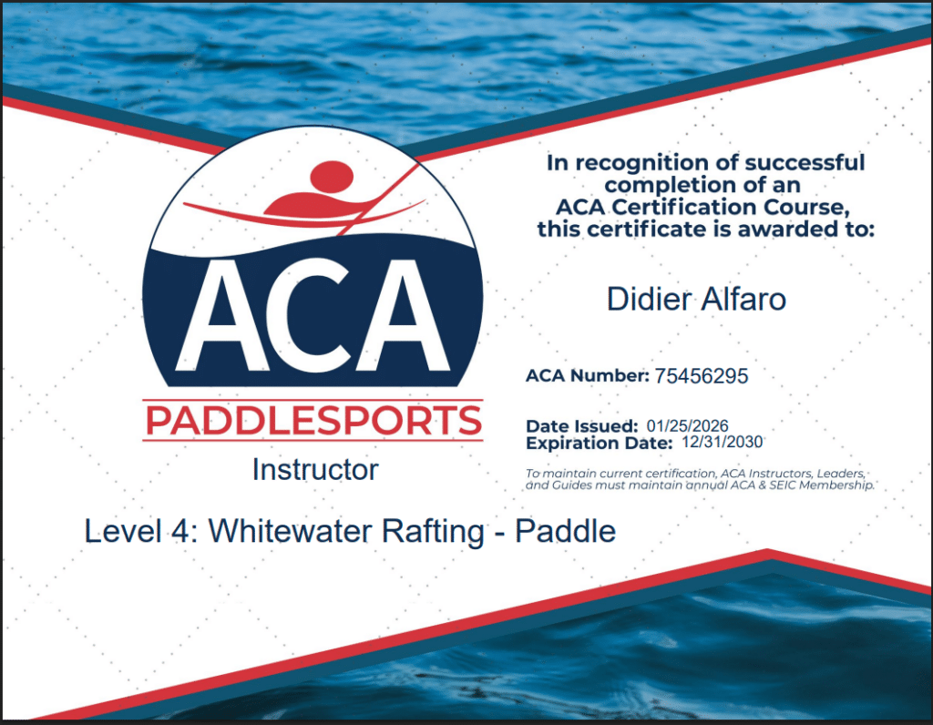 white water rafting certifications